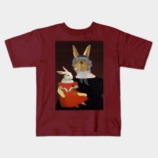 Old-fashioned Easter Rabbits in Dresses and Bonnets Kids T-Shirt